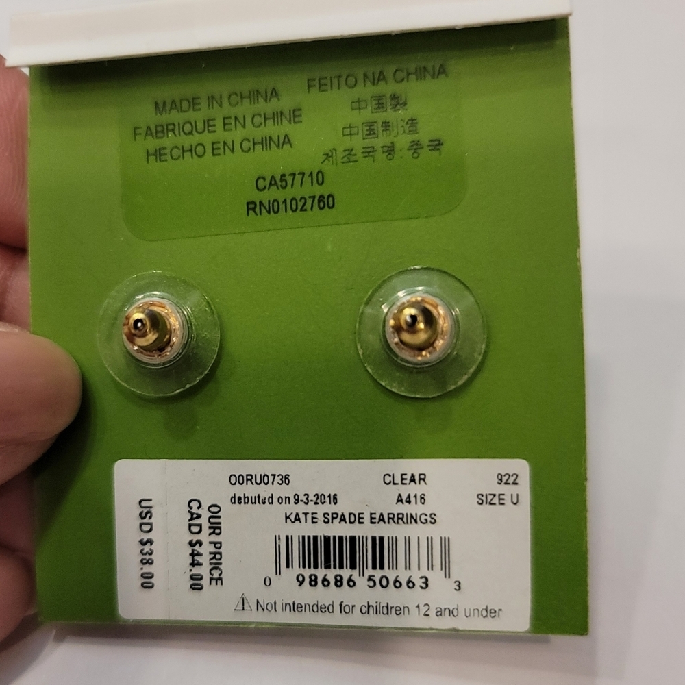 NWT Kate Spade Clear Stud Earrings A416 - Picture 4 of 5